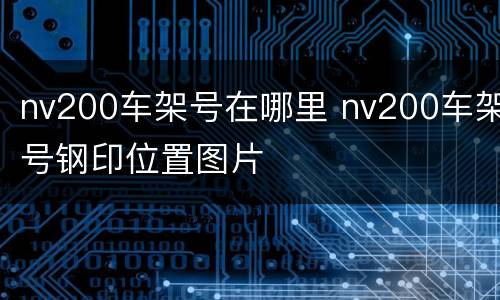 nv200车架号在哪里 nv200车架号钢印位置图片