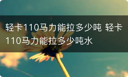 轻卡110马力能拉多少吨 轻卡110马力能拉多少吨水