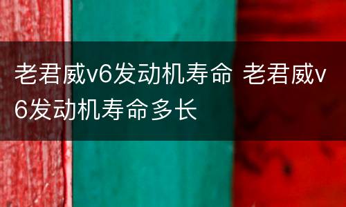 老君威v6发动机寿命 老君威v6发动机寿命多长