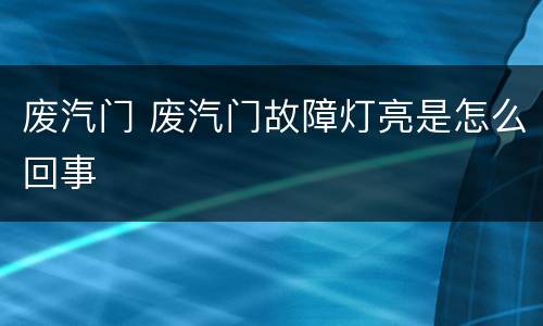 废汽门 废汽门故障灯亮是怎么回事