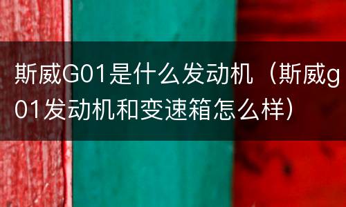 斯威G01是什么发动机（斯威g01发动机和变速箱怎么样）