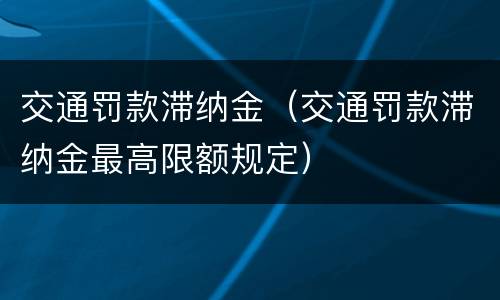 交通罚款滞纳金（交通罚款滞纳金最高限额规定）