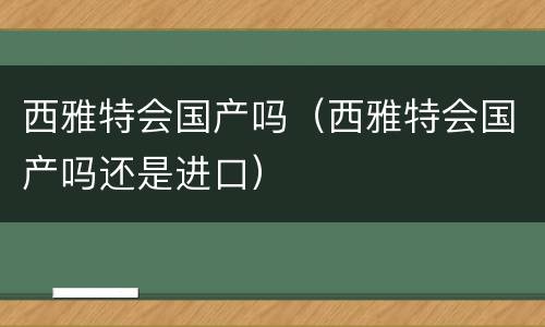 西雅特会国产吗（西雅特会国产吗还是进口）