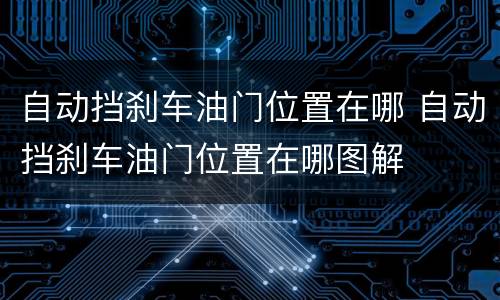 自动挡刹车油门位置在哪 自动挡刹车油门位置在哪图解