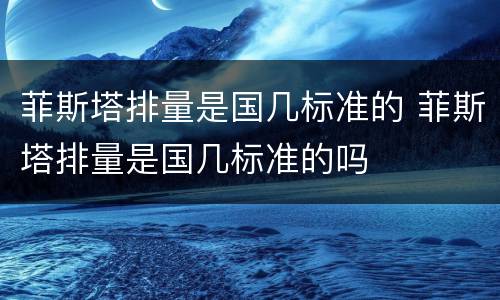 菲斯塔排量是国几标准的 菲斯塔排量是国几标准的吗