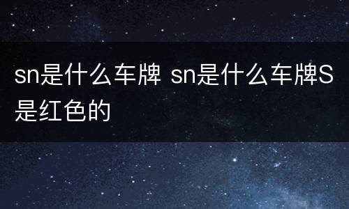 sn是什么车牌 sn是什么车牌S是红色的