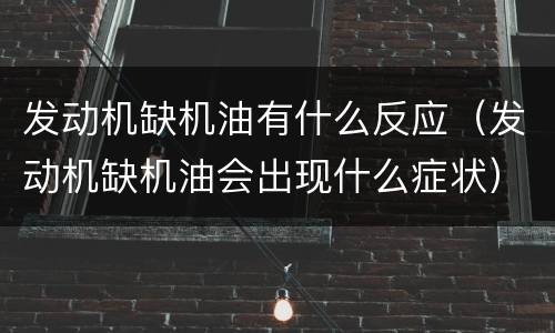 发动机缺机油有什么反应（发动机缺机油会出现什么症状）