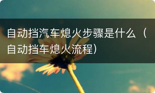 自动挡汽车熄火步骤是什么（自动挡车熄火流程）