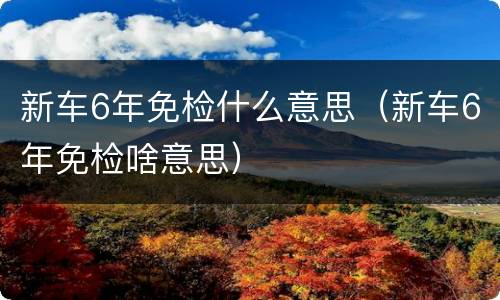 新车6年免检什么意思（新车6年免检啥意思）