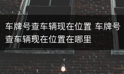 车牌号查车辆现在位置 车牌号查车辆现在位置在哪里