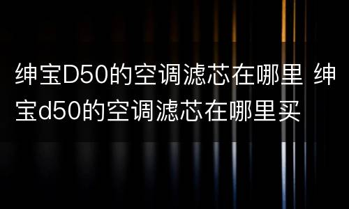 绅宝D50的空调滤芯在哪里 绅宝d50的空调滤芯在哪里买