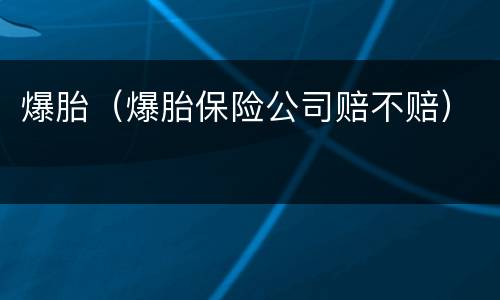 爆胎（爆胎保险公司赔不赔）