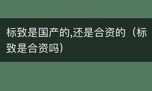 标致是国产的,还是合资的（标致是合资吗）
