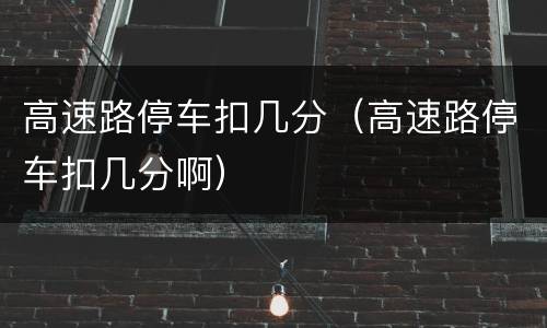 高速路停车扣几分（高速路停车扣几分啊）