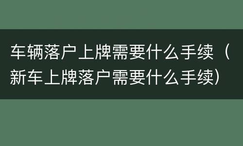 车辆落户上牌需要什么手续（新车上牌落户需要什么手续）
