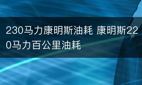 230马力康明斯油耗 康明斯220马力百公里油耗