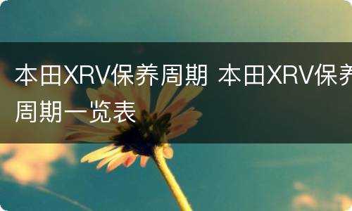 本田XRV保养周期 本田XRV保养周期一览表