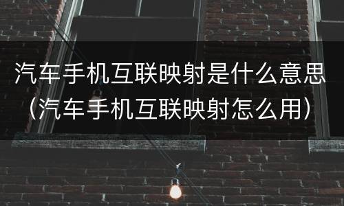 汽车手机互联映射是什么意思（汽车手机互联映射怎么用）