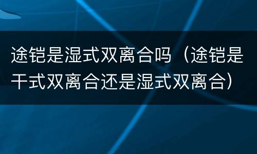途铠是湿式双离合吗（途铠是干式双离合还是湿式双离合）