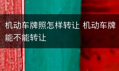 机动车牌照怎样转让 机动车牌能不能转让