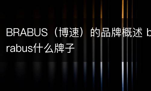 BRABUS（博速）的品牌概述 brabus什么牌子