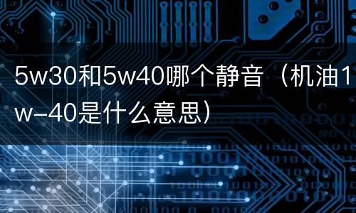 5w30和5w40哪个静音（机油10w-40是什么意思）