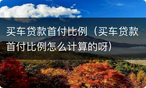 买车贷款首付比例（买车贷款首付比例怎么计算的呀）