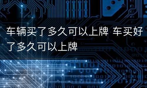 车辆买了多久可以上牌 车买好了多久可以上牌