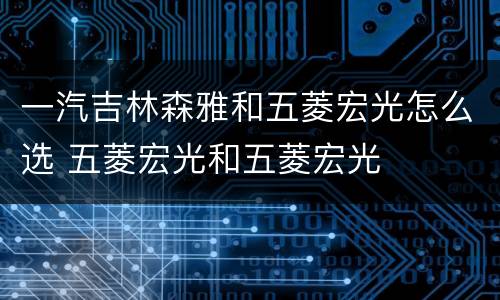 一汽吉林森雅和五菱宏光怎么选 五菱宏光和五菱宏光