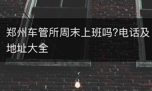 郑州车管所周末上班吗?电话及地址大全