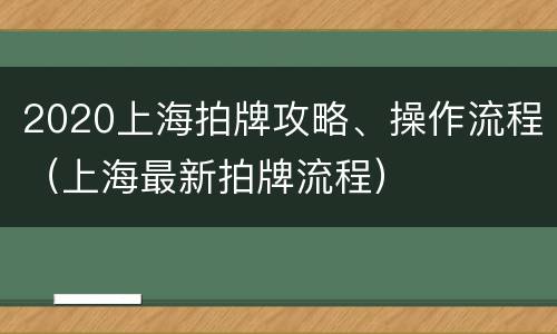 2020上海拍牌攻略、操作流程（上海最新拍牌流程）