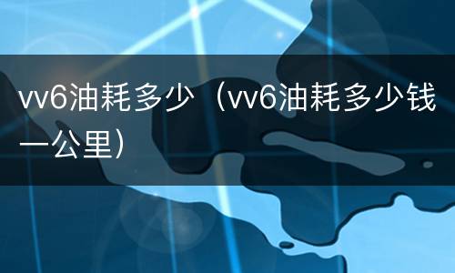 vv6油耗多少（vv6油耗多少钱一公里）