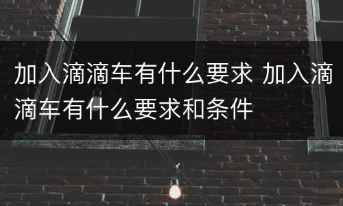 加入滴滴车有什么要求 加入滴滴车有什么要求和条件