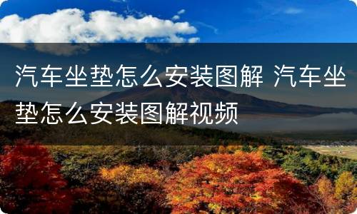 汽车坐垫怎么安装图解 汽车坐垫怎么安装图解视频