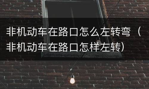 非机动车在路口怎么左转弯（非机动车在路口怎样左转）