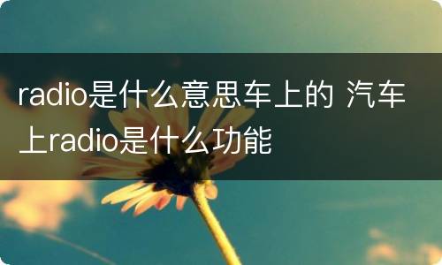 radio是什么意思车上的 汽车上radio是什么功能