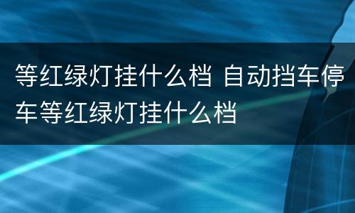 等红绿灯挂什么档 自动挡车停车等红绿灯挂什么档