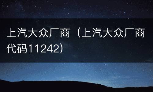 上汽大众厂商（上汽大众厂商代码11242）