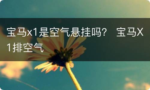 宝马x1是空气悬挂吗？ 宝马X1排空气