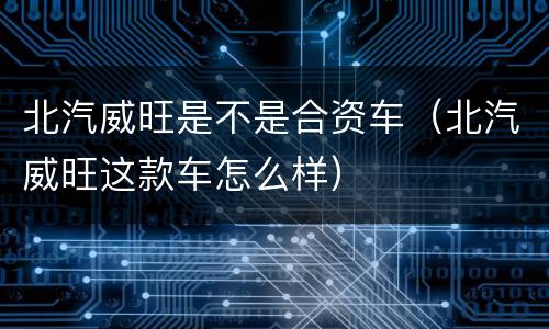 北汽威旺是不是合资车（北汽威旺这款车怎么样）