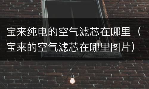 宝来纯电的空气滤芯在哪里（宝来的空气滤芯在哪里图片）