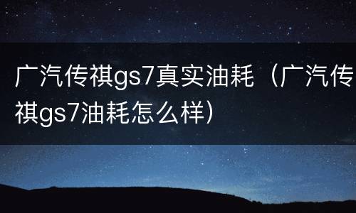 广汽传祺gs7真实油耗（广汽传祺gs7油耗怎么样）