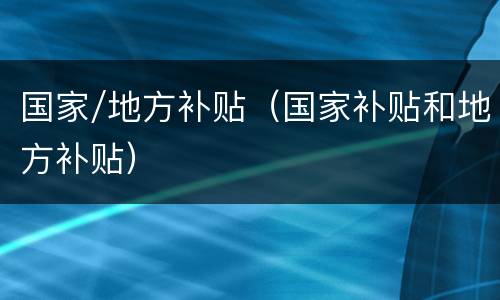 国家/地方补贴（国家补贴和地方补贴）