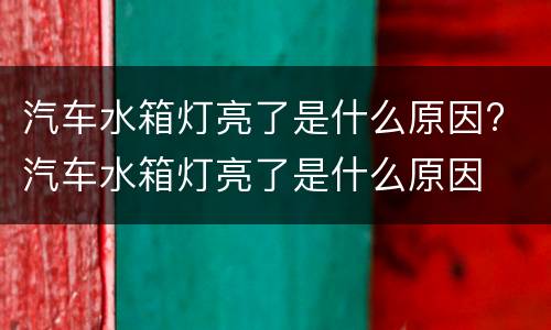 汽车水箱灯亮了是什么原因? 汽车水箱灯亮了是什么原因