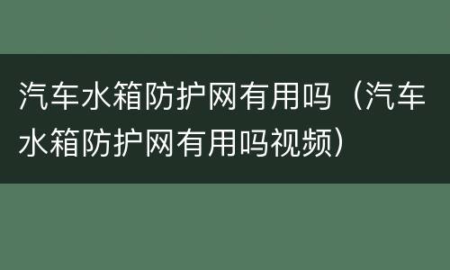 汽车水箱防护网有用吗（汽车水箱防护网有用吗视频）