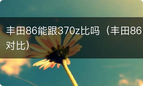 丰田86能跟370z比吗（丰田86对比）