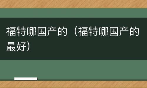 福特哪国产的（福特哪国产的最好）