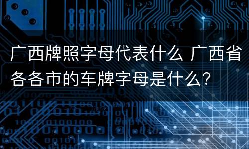 广西牌照字母代表什么 广西省各各市的车牌字母是什么?