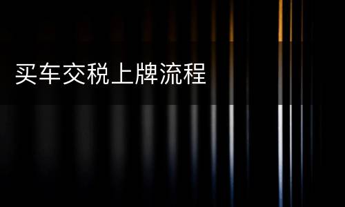 买车交税上牌流程