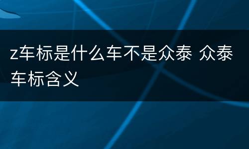 z车标是什么车不是众泰 众泰车标含义